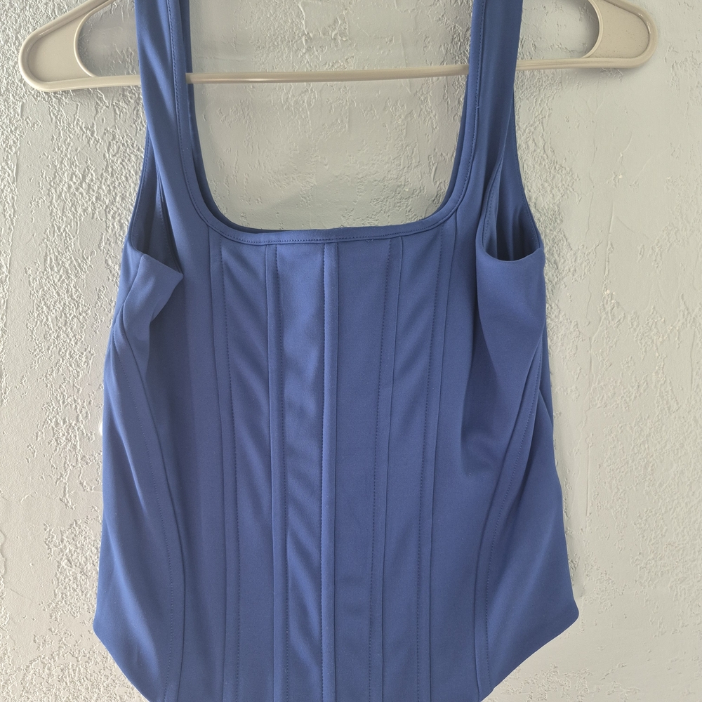 Express Blue Sleeveless Bustier Bodysuit